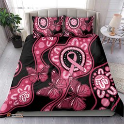 Australia Indigenous Bedding Set Breast Cancer Black Aboriginal Butterfly