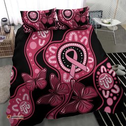 Australia Indigenous Bedding Set Breast Cancer Black Aboriginal Butterfly