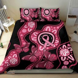 Australia Indigenous Bedding Set Breast Cancer Black Aboriginal Butterfly