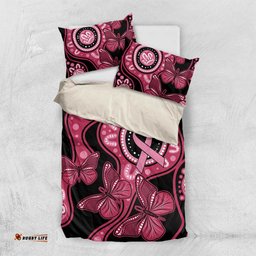 Australia Indigenous Bedding Set Breast Cancer Black Aboriginal Butterfly