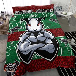 Rabbitohs Bedding Set - Custom Indigenous Super Rabbitohs Bedding Set RLT13