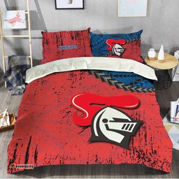 Newcastle Knights Bedding Set Grunge Polynesian Tattoo - NRL