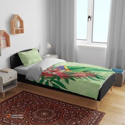 Australia Bottlebrush And Lorikeets Bedding Set Aboriginal Art Watercolor Style