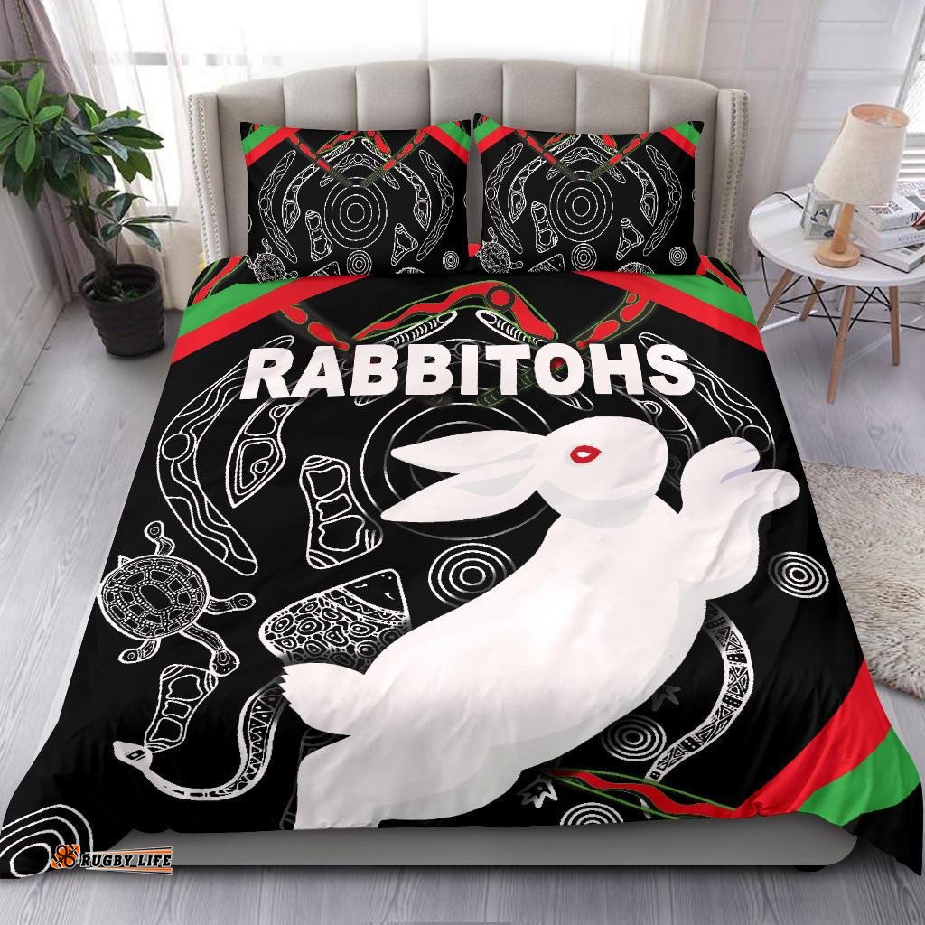 Rabbitohs Bedding Set Indigenous Mystery Vibes