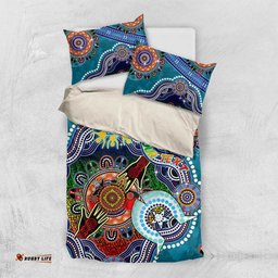 Custom NAIDOC Week 2024 Port Adelaide Power Bedding Set Australia Aboriginal Dot Painting DT02
