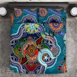 Custom NAIDOC Week 2024 Port Adelaide Power Bedding Set Australia Aboriginal Dot Painting DT02