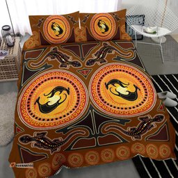 Aboriginal Bedding Set Kangaroo and Lizard with Dots Pattern