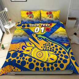 Custom Personalised Parramatta Eels ANZAC 2022 Bedding Set Indigenous Vibes Gold