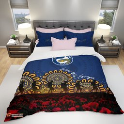 Parramatta Eels Bedding Set Aboriginal Rugby Anzac Day Poppy With Soldiers- NRL