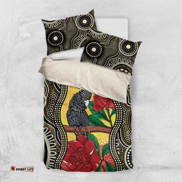 Waratah And Banksian Cockatoo Bedding Set Aboriginal Art