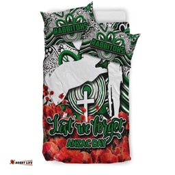 Rabbitohs Bedding Set Anzac Day Poppy Flowers With Aboriginal