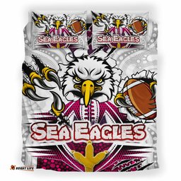 Sea Eagles Rugby Custom Indigenous Bedding Set - Super Sea Eagles Scratch Style