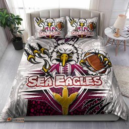Sea Eagles Rugby Custom Indigenous Bedding Set - Super Sea Eagles Scratch Style