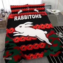 South Sydney Rabbitohs Bedding Set ANZAC Day Poppy Flower Vibes