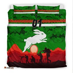 Custom Personalised South Sydney Rabbitohs ANZAC 2022 Bedding Set Simple Style Green