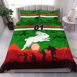 Custom Personalised South Sydney Rabbitohs ANZAC 2022 Bedding Set Simple Style Green
