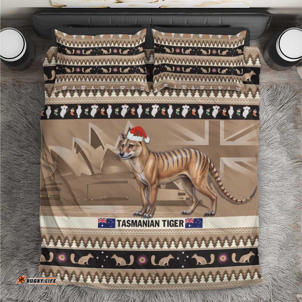 Aussie Tasmanian Tiger Bedding Set Merry Christmas