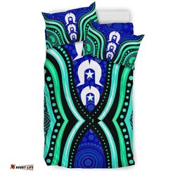 Torres Strait Bedding Set - Torres Strait Symbol And Aboriginal Patterns