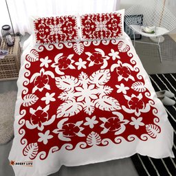 Turtle with Hibiscus Royal White Bedding Set