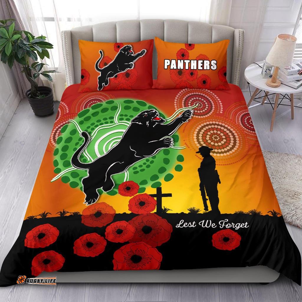 Panthers Anzac Day Bedding Set Mix Indigenous Lest We Forget