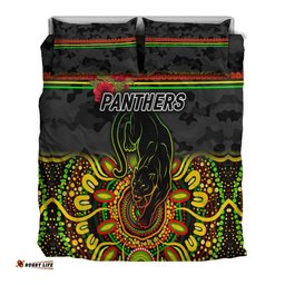 Penrith Panthers ANZAC 2022 Bedding Set Indigenous Vibes Black