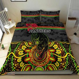 Penrith Panthers ANZAC 2022 Bedding Set Indigenous Vibes Black