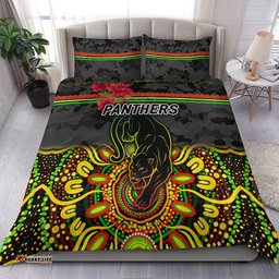 Penrith Panthers ANZAC 2022 Bedding Set Indigenous Vibes Black