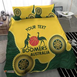 Custom Australia Boomers Bedding Set Aboriginal With Marble Pattern Yellow