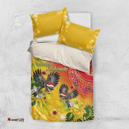 New Zealand Piwakawaka Christmas Bedding Set With Maori Pattern