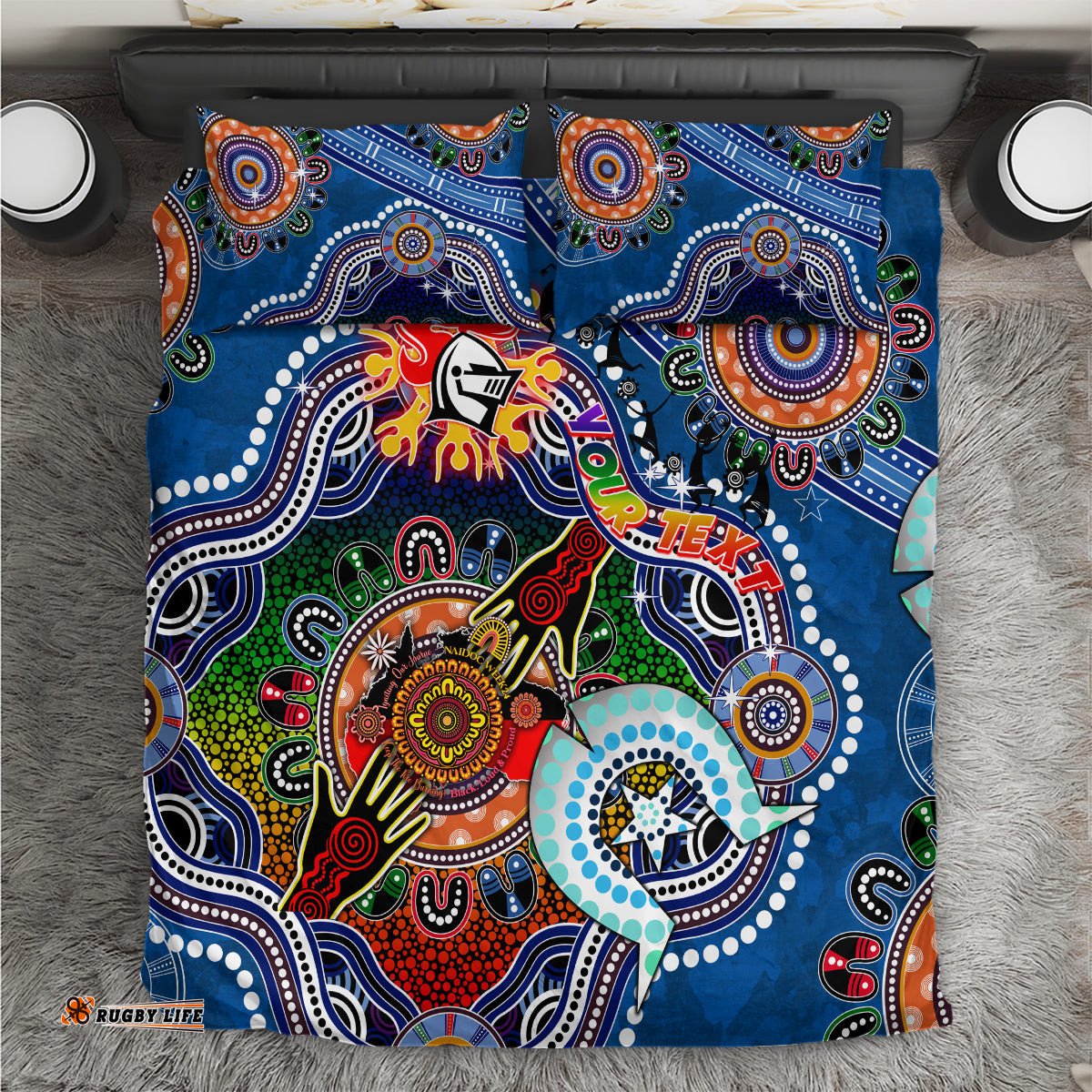 Personalised Knights NAIDOC Week 2024 Bedding Set Australia Aboriginal Dot Painting DT02