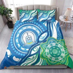 Torres Strait Islander Bedding Set Aboriginal Blue Art