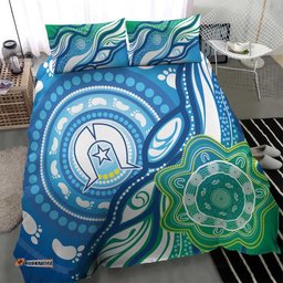 Torres Strait Islander Bedding Set Aboriginal Blue Art
