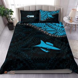 Cronulla-Sutherland Sharks Bedding Set Grunge Polynesian Tattoo - NRL