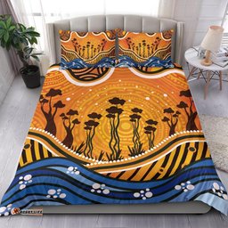 Aboriginal Bedding Set - Boab Tree Dot Painting Art Vero2