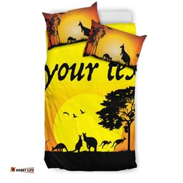 Custom Text Bedding Sets - Sunset Australia View