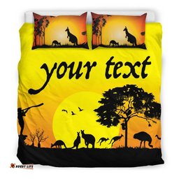 Custom Text Bedding Sets - Sunset Australia View