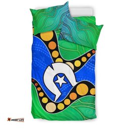 Torres Strait Islands Bedding Set - Flag with Aboriginal Patterns