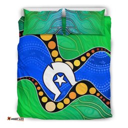 Torres Strait Islands Bedding Set - Flag with Aboriginal Patterns