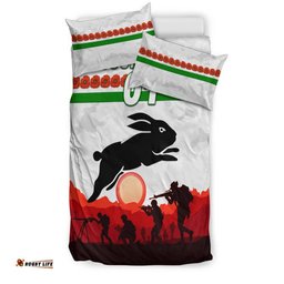 Custom Personalised South Sydney Rabbitohs ANZAC 2022 Bedding Set Simple Style White