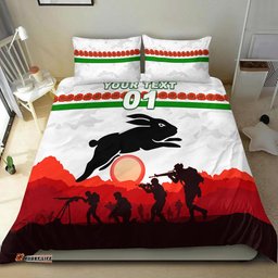 Custom Personalised South Sydney Rabbitohs ANZAC 2022 Bedding Set Simple Style White