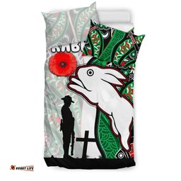 Rabbitohs Bedding Set Indigenous ANZAC Day