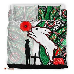 Rabbitohs Bedding Set Indigenous ANZAC Day