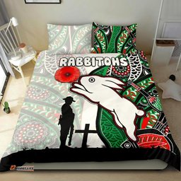 Rabbitohs Bedding Set Indigenous ANZAC Day