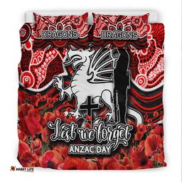St. George Dragons Bedding Set Anzac Day Poppy Flowers With Aboriginal