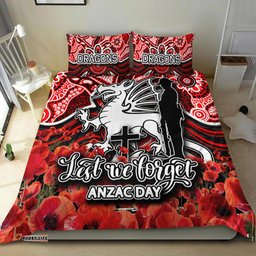 St. George Dragons Bedding Set Anzac Day Poppy Flowers With Aboriginal