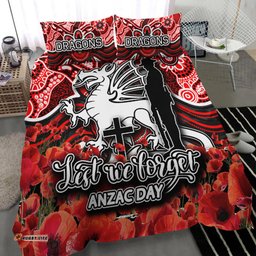 St. George Dragons Bedding Set Anzac Day Poppy Flowers With Aboriginal
