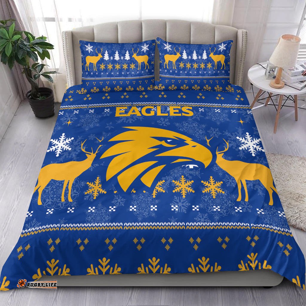 West Coast Eagles Club Bedding Set - Christmas Ugly Style -