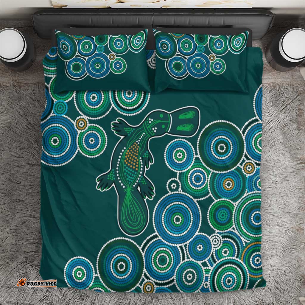 Green Platypus Aboriginal Art Bedding Set