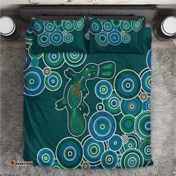 Green Platypus Aboriginal Art Bedding Set