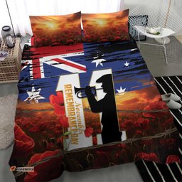 Australia Rememberance Day Bedding Set 11 November Poppy Field With Last Post